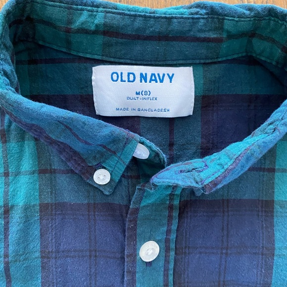 Boy’s Old Navy Plaid Gingham Button Down Shirts, set of Two, Medium 8 - Picture 7 of 9